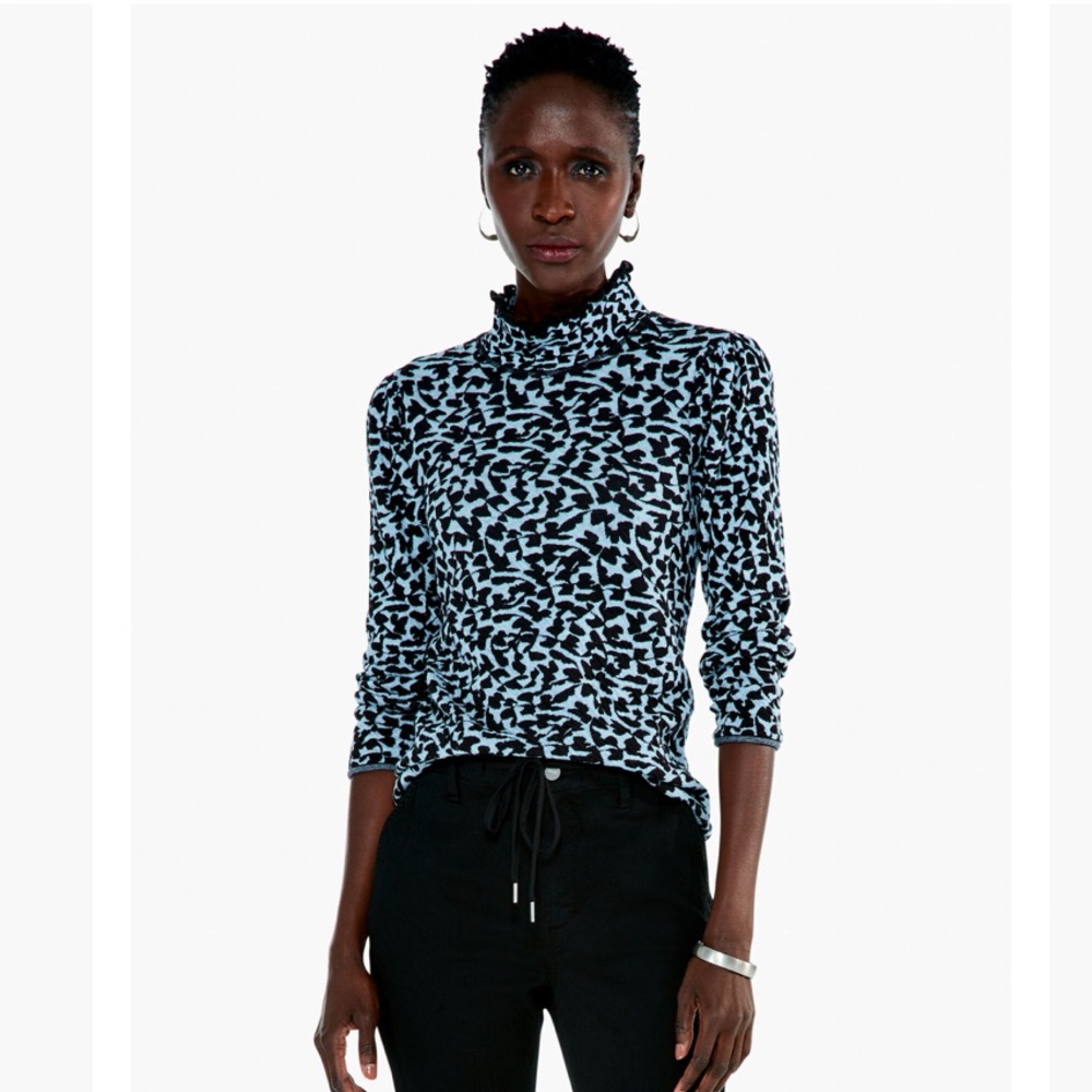 WHBM blue and black cheetah printed blouse